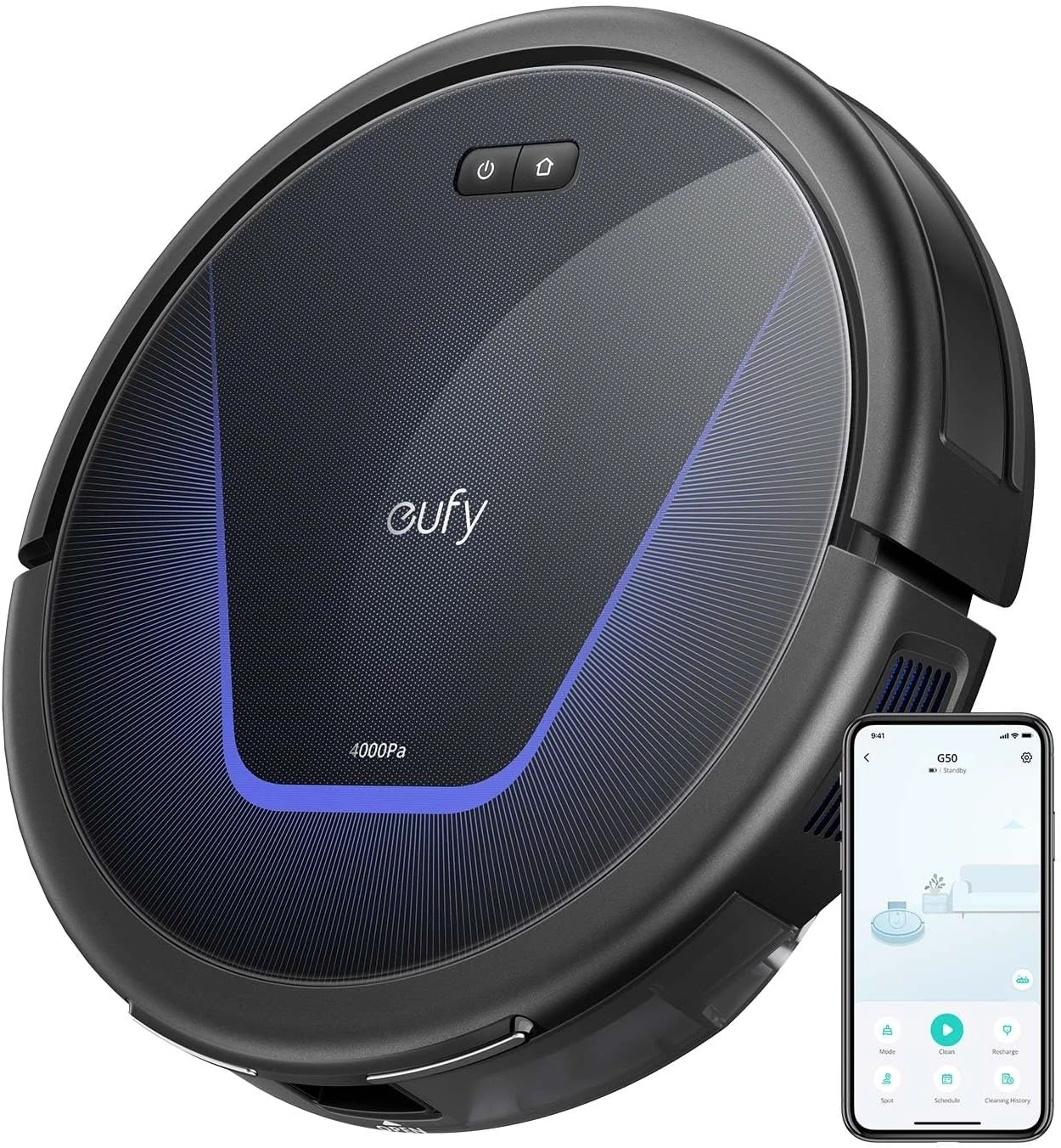Robot Vacuum Cleaner 4000Pa Strong Suction Alexa App Control Pet Hair Floors