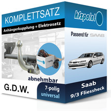 Für Saab 9/3 Fliessheck 98-03 G.D.W. Anhängerkupplung abnehmbar + 7polig E-Satz