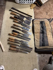 17 antique chisles framing paring corner chisel blacksmith made chisels / sleeve