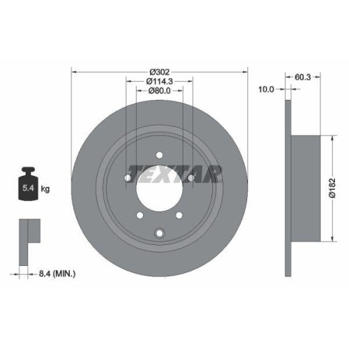 Textar 92177303 Bremsscheibe Hinterachse FüR Chrysler CitroëN Dodge Lancia Jeep-image