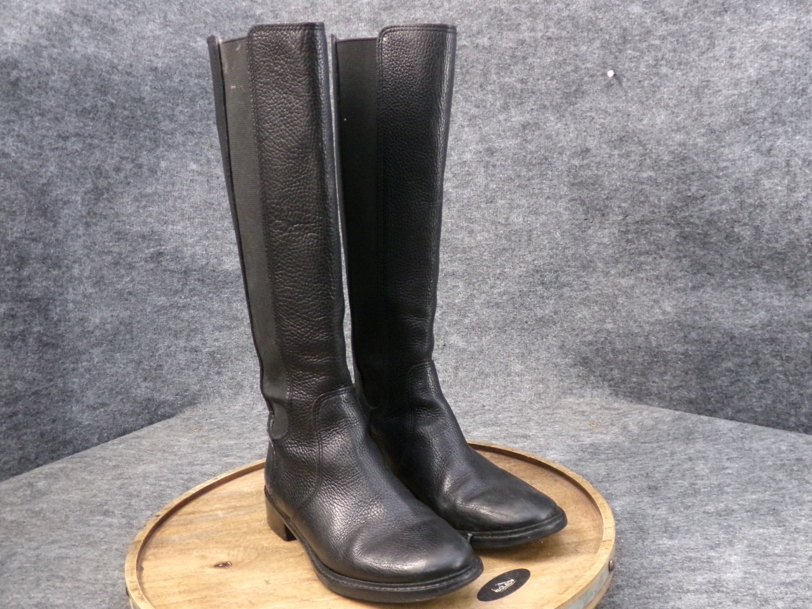 Tory Burch Christy Size 6.5 M Black Pebbled Leather Back Zipper Riding Boots thumbnail 2