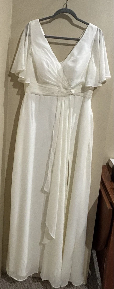 sachin and babi light blue dress A-Line Maxi Chiffon Bridesmaid Dresses Ruffle Sleeves Bateau Wedding Guest Dress COCOMELODY CB0856, Pale Pink