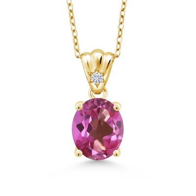 4.54 Cttw Pink Mystic Topaz and White Lab Grown Diamond 18K Yellow Gold Plated