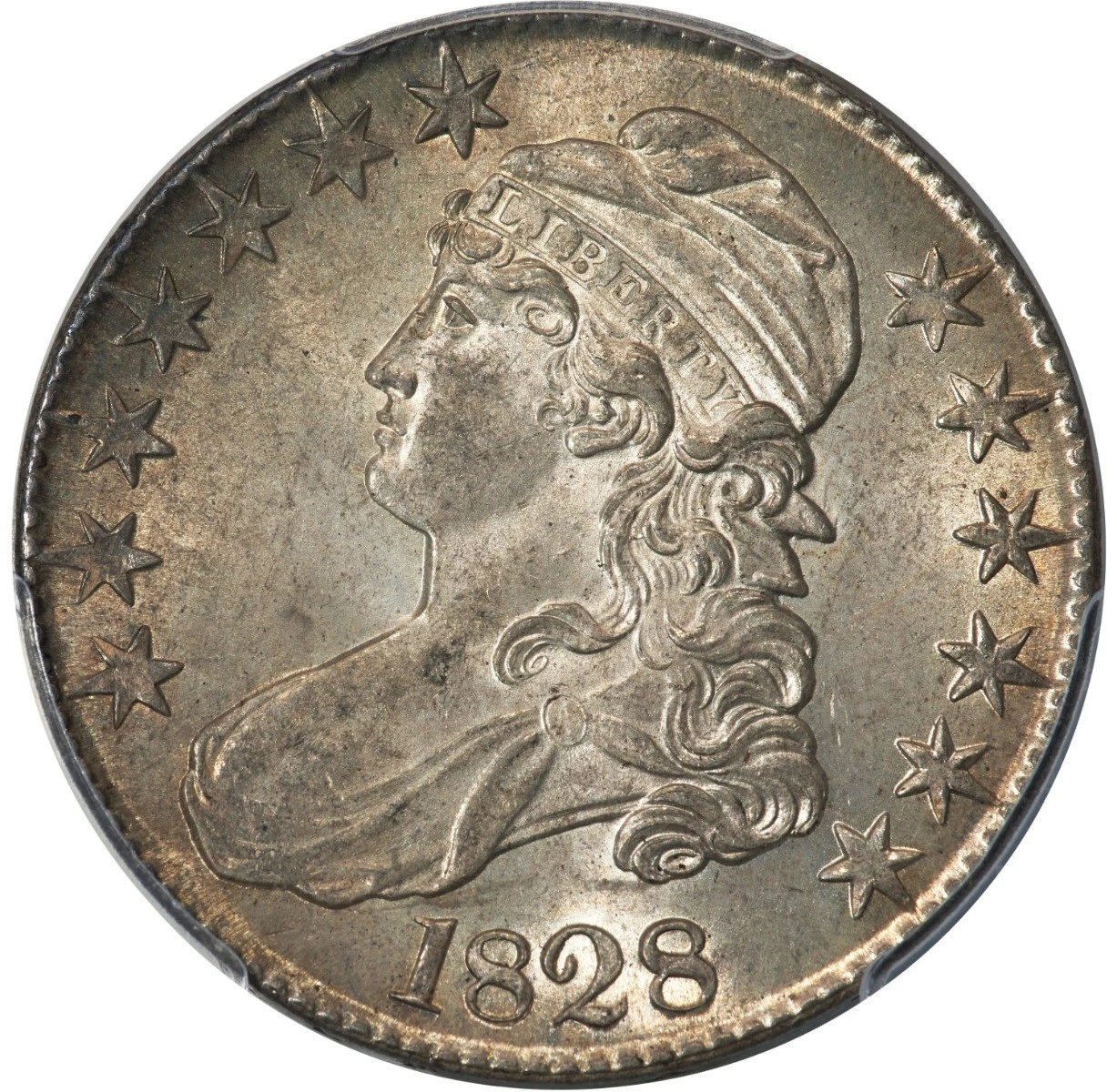 1828 50C Curl 2, No Knob Capped Bust Half Dollar PCGS MS65