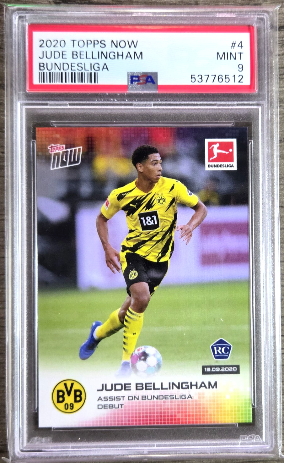 2020-21 Topps Now Bundesliga Jude Bellingham RC #4 PSA 9 MT Borussia Dortmund view 1