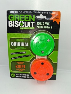 Green Biscuit Hockey Puck 2-Pack, Original, Off Ice Hockey Puck/Snipe, Shooti...