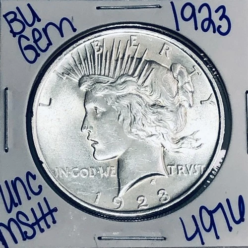 1923 BU UNCIRCULATED SILVER PEACE DOLLAR AUTHENTIC U.S. MINT FREE SHIPPING 4976