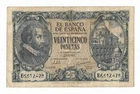 SPAIN: 25 PESETAS FRANCO (JUAN HERRERA). YEAR 1940. WITH SERIES. BC+. SCARCE.