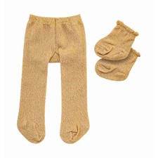 Puppen-Strumpfhose mit S&ouml;ckchen, gold, Gr. 28-35 cm