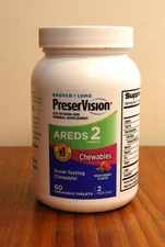 NEW Bausch + Lomb PreserVision AREDS 2 Mixed Berry 60 Chewable Tablets 02/2026