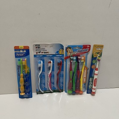 Kids Toothbrushes Soft Lot of 10 Crayola Rexall HEB Buddy New Seal