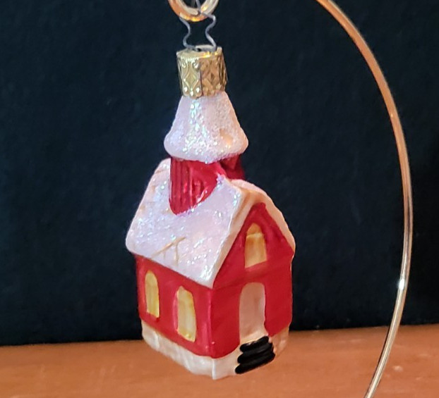 Vintage Inge-Glas Red Church Christmas Ornament ~ Glass ~ Germany OWC