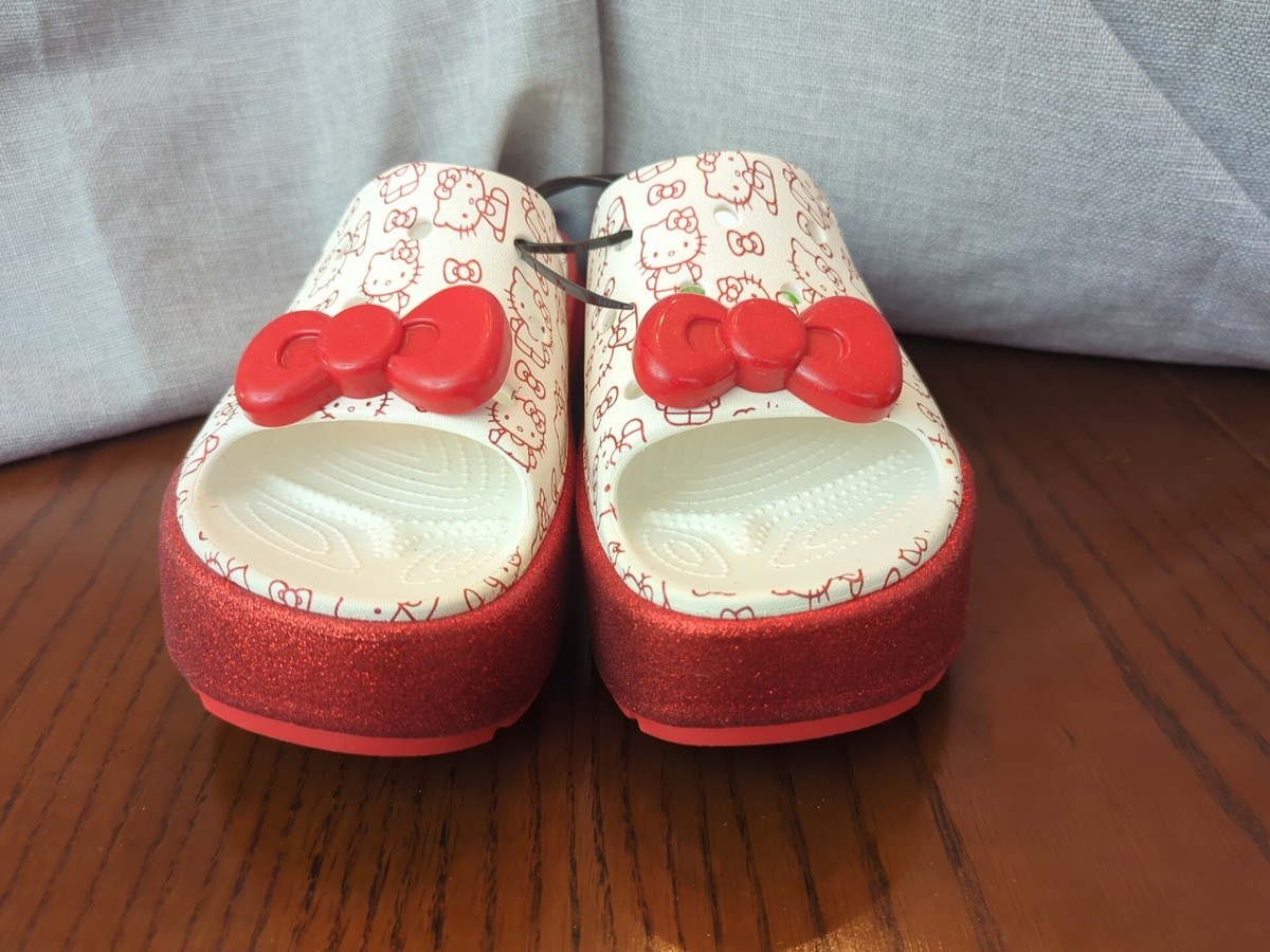 NEW Crocs Hello Kitty Stomp Slide Red White Women's Size 11 | eBay