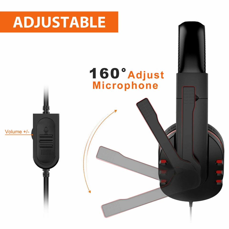 Pro Gamer Headphones For PS5 PlayStation 4 Xbox One & PC Computer Red Headset - Image 3 of 4