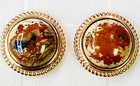 QVC 14K Yellow Gold Plated Sterling Silver Opaque Jasper Cabochon Stud Earrings — photo 1
