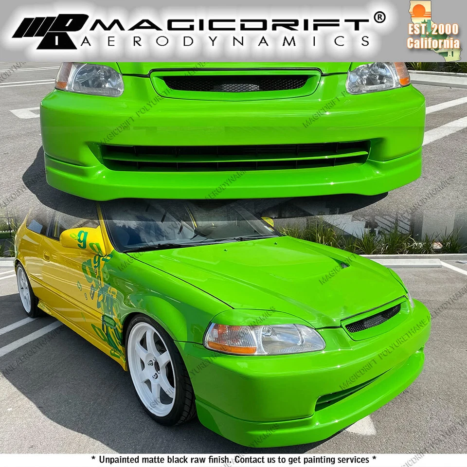 For 96-98 Honda Civic EK9 CTR Japan Type R Style Front Bumper Chin Spoiler Lip Foto 4 de 4