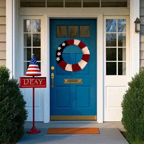 Independence Day Floral Wreath – Perfect Farmhouse For 4th Of July Celebrations - Picture 6 of 7