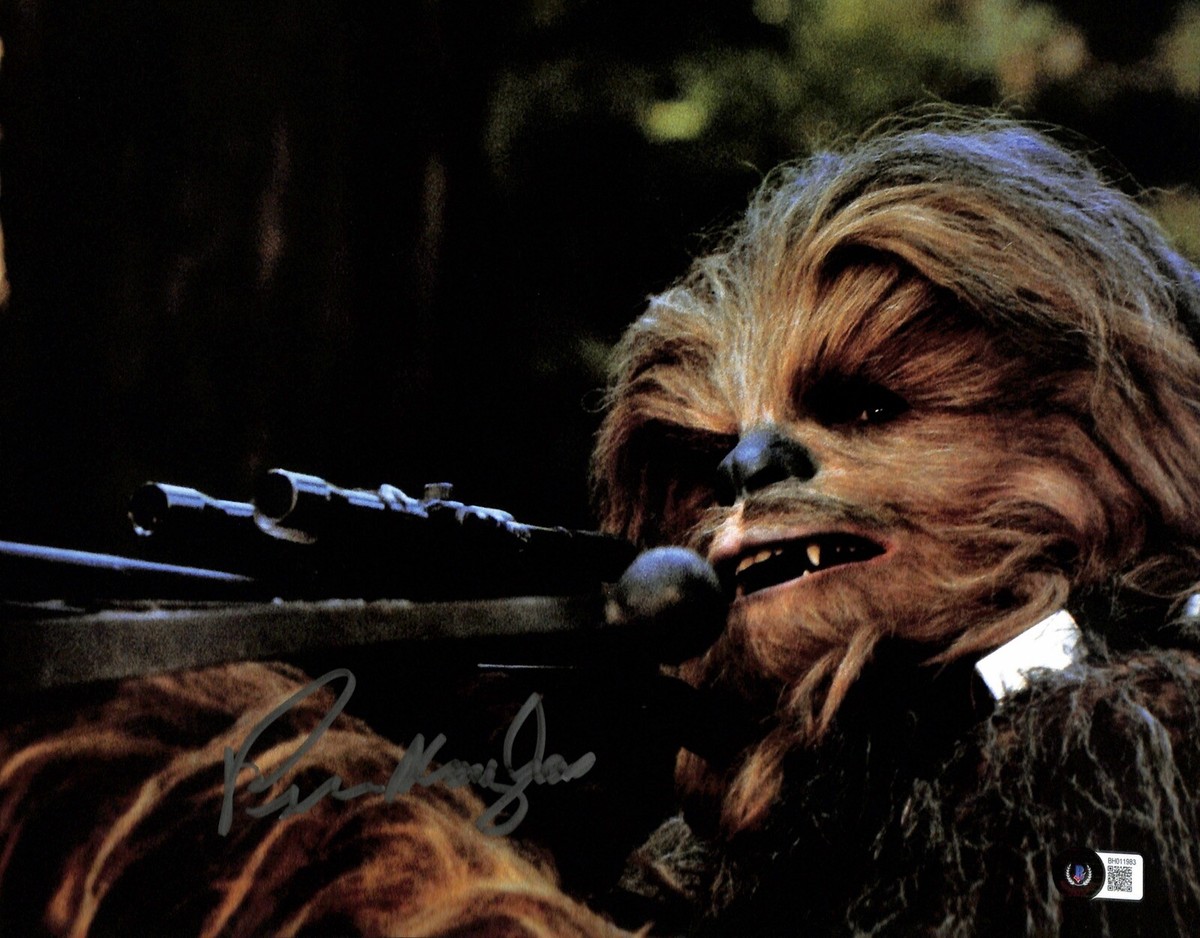 Peter Mayhew Chewbacca Star Wars ROTJ Endor Signed 11x14 Photo