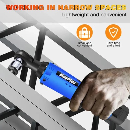 500NM Electric Cordless Right Ratchet 3/8'' 90 Angle Wrench Power 2x Battery Kit - 第 10/10 張圖片