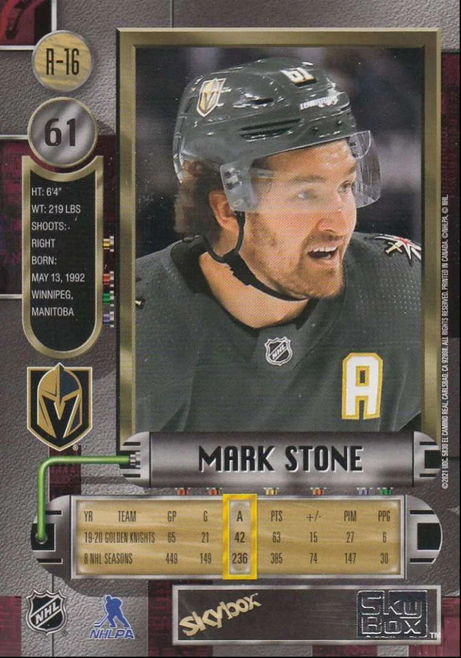 2020-21 Skybox Metal Universe 97-98 Retro Mark Stone Vegas Golden Knights #R-16 - Image 2 of 2