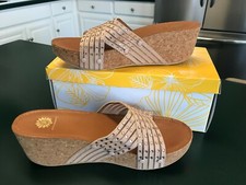 Yellow Box Sophia Strappy Cork Platform Wedge Sandal Slides Blush Size 8.5 M
