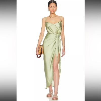 RTR Baobab Selma Grape Green Sleeveless Sarong Wrap Midi Dress Sz XS