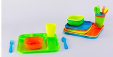 24pc kids Picnic dinner set,bpa Free,microwave Safe,dishwasher Safe,Spectrum Set