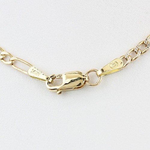 14K Gelb + Weißgold Diamantschliff Figarokette von Comex - Bild 3 von 5