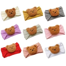 Children s Turban Headband Cartoon Bear Twisted Hairband Solid Color Headwear