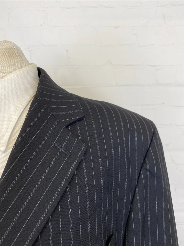 Paul Fredrick Men's Black Striped Blazer 44R $895 - Image 2 of 4