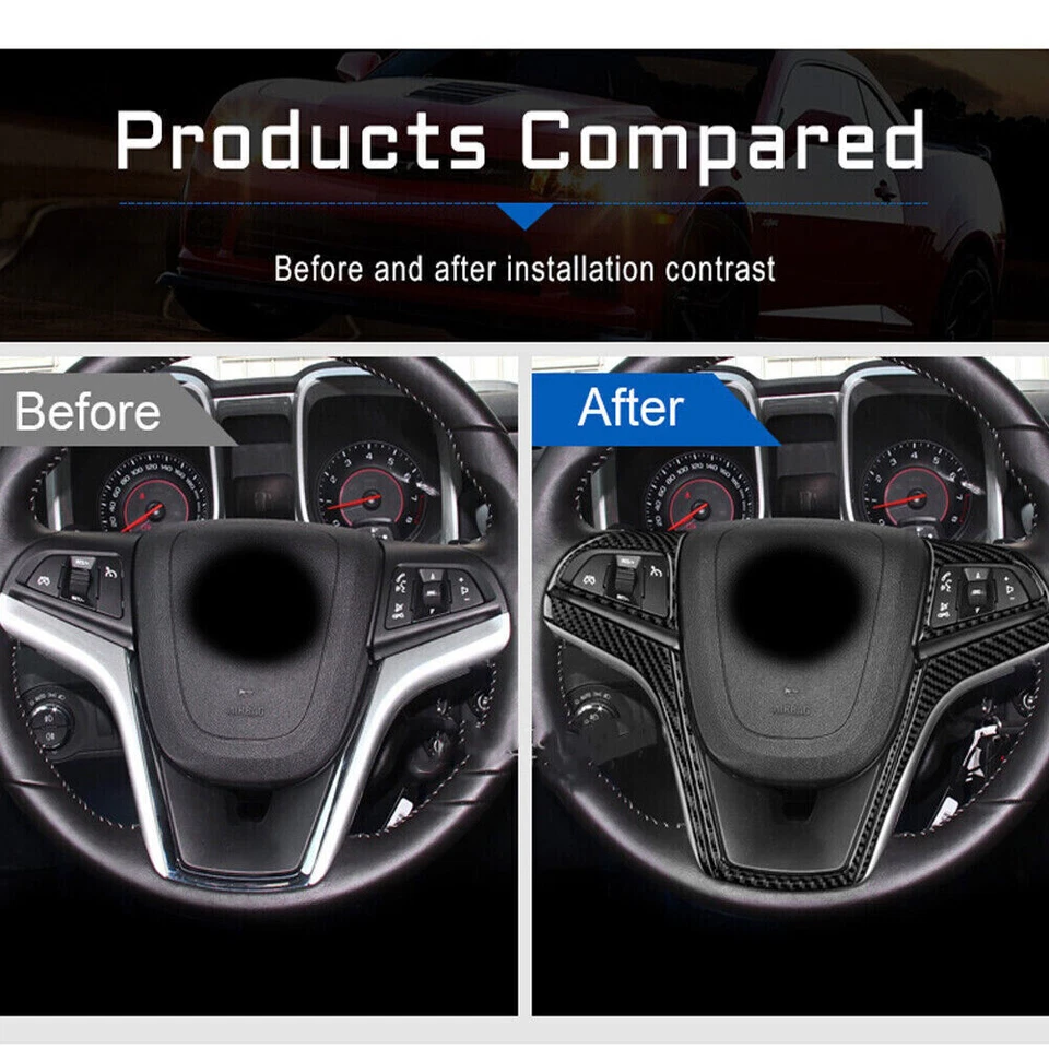 Отделка крышки рулевого колеса из углеродного волокна для салона Chevrolet Camaro 2010-2015 годов выпуска - Изображение 3 из 4