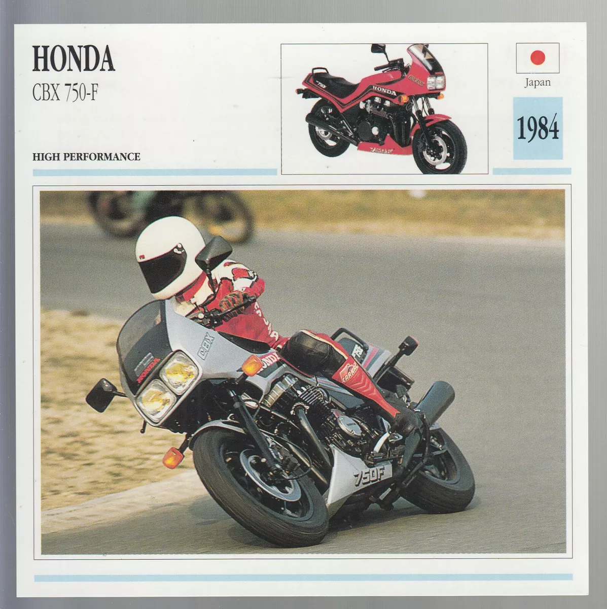 1984 Honda CBX 750-F (747cc) Japan Bike Motorcycle Photo Spec Sheet Info  Card