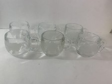 Set of 6 Nestle World Globe Mugs Nescafe Coffee Mugs Etched Glass Cups