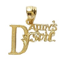 14k Yellow Gold DADDYS GIRL Pendant / Charm, Made in USA
