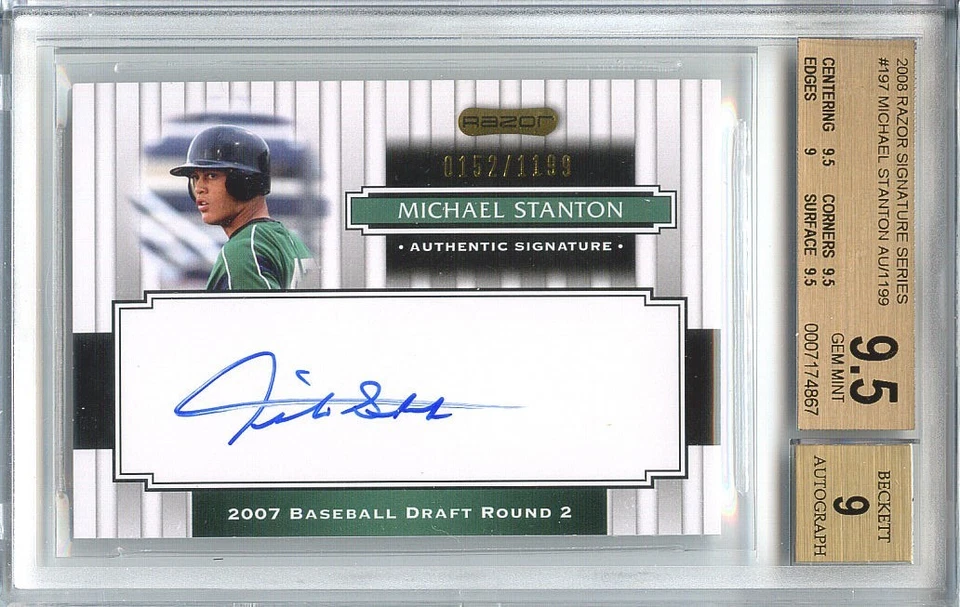GIANCARLO STANTON 2008 Razor White Auto rookie BGS 9.5 pop 1 of 1 HOF?? 500 hrs - Image 2 of 2