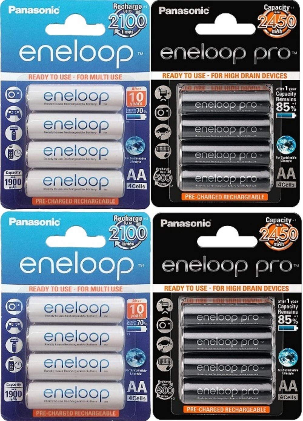 Thumbnail - Panasonic 8x Eneloop Aa + 8x Eneloop Pro Aa Hr06/hr03 Wiederaufladbar