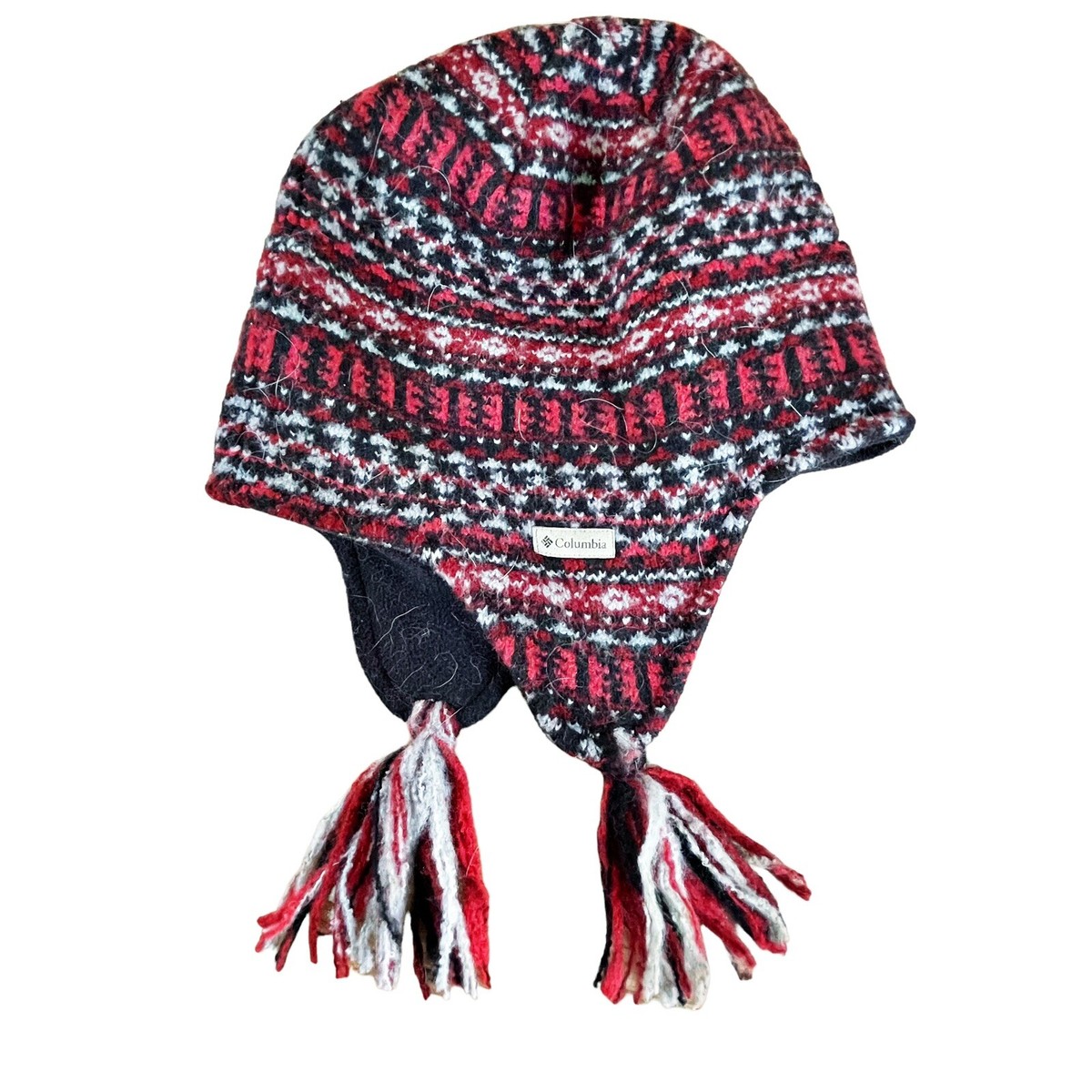 Columbia Unisex Fair Isle Lined With Tasseled Ear Flaps Vintage Columbia Fair Isle Hat Knit Wool Ear Flap Tassels  main image 3