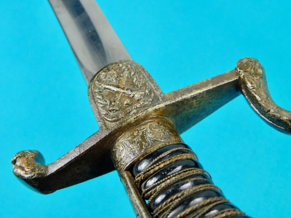 Antique German Germany WW1 Artillery Lion Head Green Red Eyes Officer's