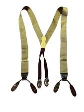 Martin Dingman Suspenders Braces Tan Leather Brass Button