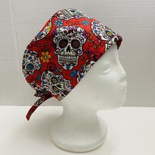 surgical /medical cap tieback style - SUGAR SKULL