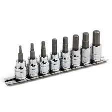 Powerbuilt Hex Bit Socket Set, 8 Piece, 3/8 Inch Drive Metric, Sizes 3-10mm, ...