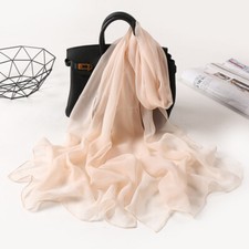 Long Soft Chiffon Scarf Plain Sheer Wrap Shawl Women Large Stole Neck Scarves
