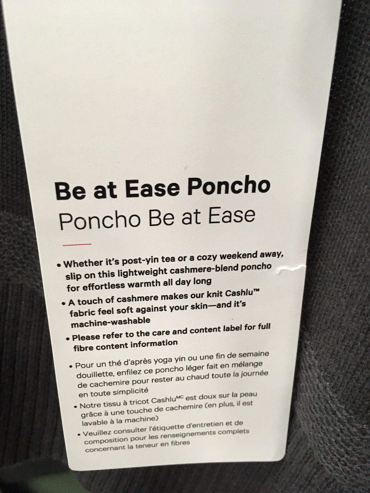 Lululemon Be At Ease Poncho Graphite Grey One Size image 3