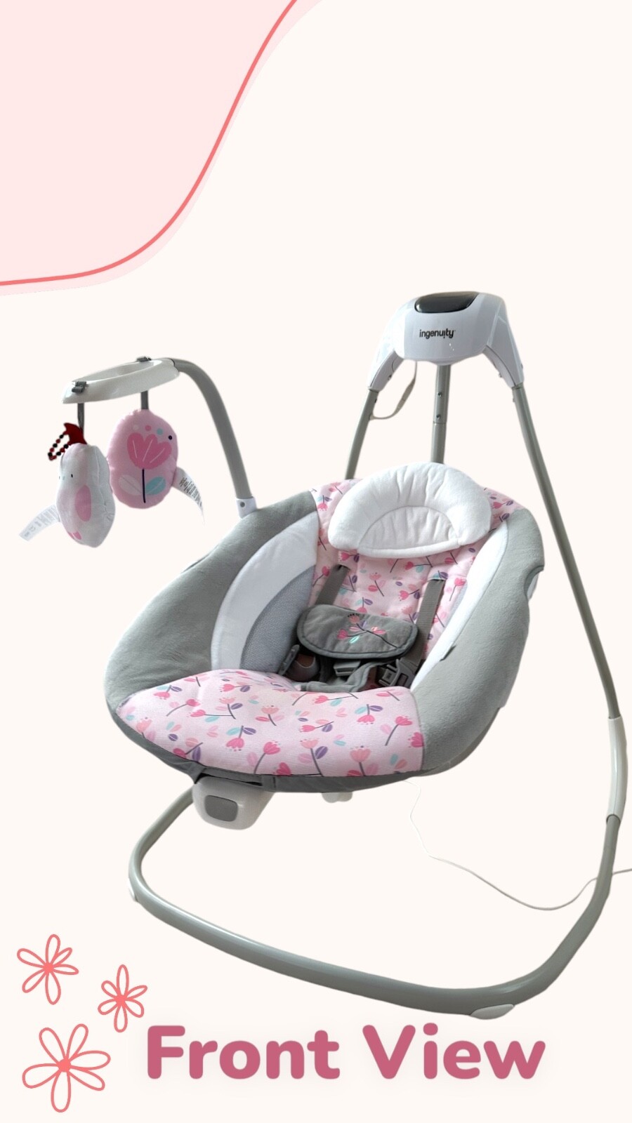 Pink Ingenuity Girl Swing Ingenuity SimpleComfort Lightweight