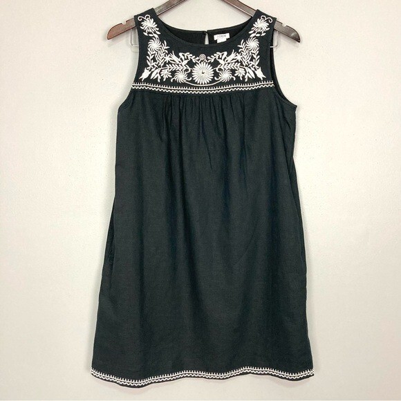 green emerald velvet dress J. Crew Navy Embroidered Detail Dress- Size XS – The Saved Collection main image 1