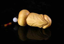 5.8 CM Long Carved Boxwood Carving Figurine Netsuke - Men's Secret