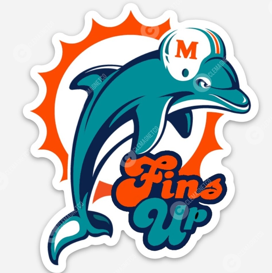 Miami DOLPHINS Fins Up Retro STICKER NFL Miami Vice Premium Vinyl