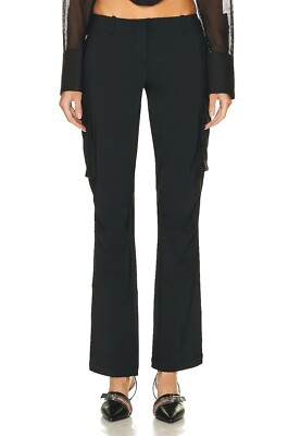 MIAOU Raven Black Low Rise Stretch Cargo Pant Trousers MEDIUM UK 10 US 6 VGC Y2K