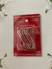 CHRISTMAS ORNAMENT HOOKS HANGERS ASHLAND CANDY CANE STRIPED S HOOK 12 PC PER PKG
