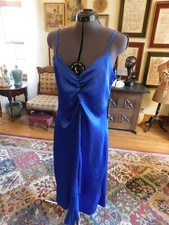 BEAUTIFUL BLUE 100% SILK NICOLE MILLER ANKLE LENGTH COCTAIL DRESS S L